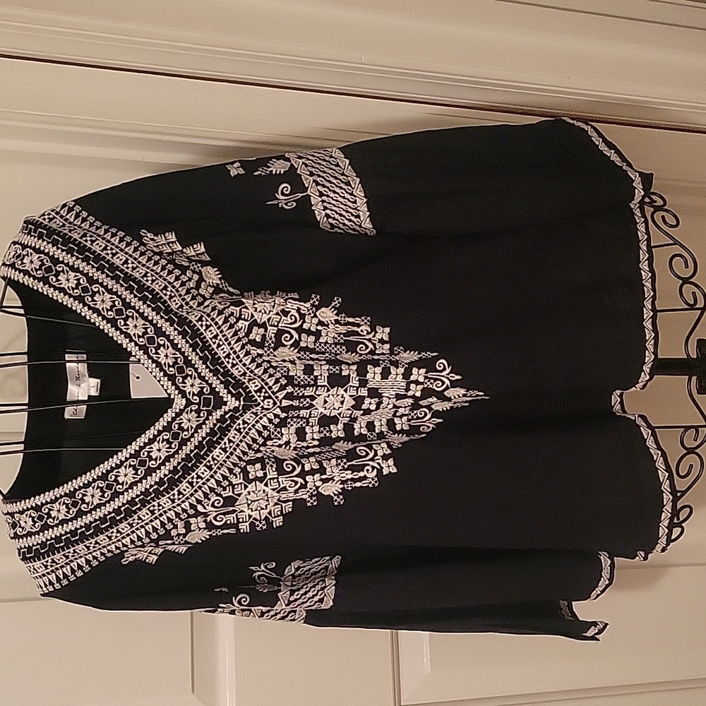 NWT Chelsea and Theodore Embroidered Top Large